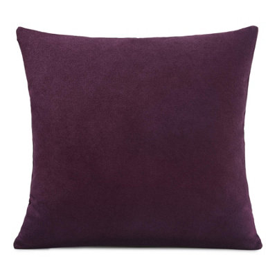 Plain 45cm x 45cm Velvet Chenille Cushion Aubergine