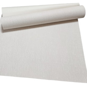 Plain Beige Cream Wallpaper HeavyWeight Embossed Thick Linen Effect Free Match