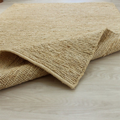 Plain Beige Modern Natural Fibers Handmade Rug For Dining Room Bedroom ...