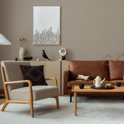 Plain Beige Wheat Wallpaper Linen Effect Textured Paste The Wall Free Match