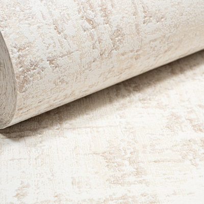Plain Cream Beige Wallpaper Industrial Effect Textured Feature Wall Lounge Vinyl
