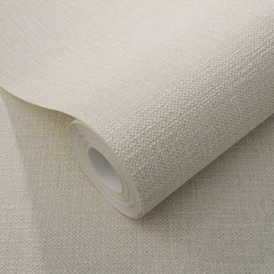 Plain Cream Beige Wallpaper Linen Effect Textured Paste The Wall