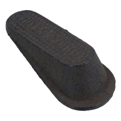 Cast Iron Metal Door Stop - Rustic Brown - Heavy Duty Wedge With Ring - AB Tools