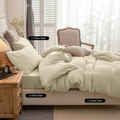Plain Dyed 4-Piece Duvet Set Hotel Quality Complete Bedding Set Single Double King Super King Duvet Quilt Sets