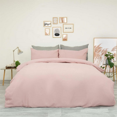 Plain Dyed Duvet Cover Quilt Bedding Set With Pillowcase, Blush Super