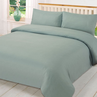 Plain Dyed Duvet Cover with Pillowcase Bedding Set - 4