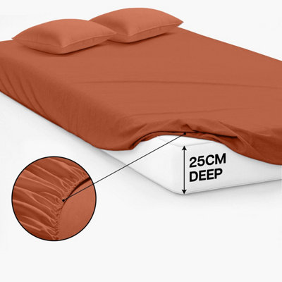 Plain Dyed Fitted Sheet Extra Deep 25cm Bedsheet Single Double Super King Sizes Soft & Comfortable Bedsheets