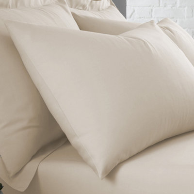 Plain Dyed Soft Touch Natural Pair of Housewife Pillowcases