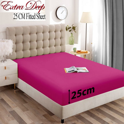 Plain Fitted Sheet 25 CM Anti Allergic Elastics Corners Bedsheet Single Double S. King Sizes