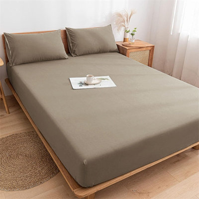 Plain Fitted Sheet 25cm Extra Deep Bed Sheets King Size Mattress Cover Soft Anti Allergy Easy Care Washable