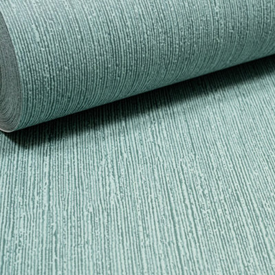 Plain Green Stripe Wallpaper Textured Free Match Paste The Wall