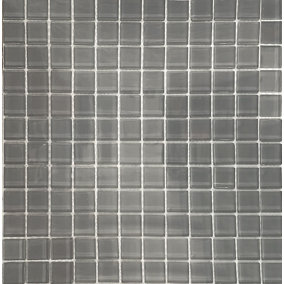 Plain Grey 300mm x 300mm Glass Mosaic Tile Sheet (Coverage of 0.09m2 Per Sheet)