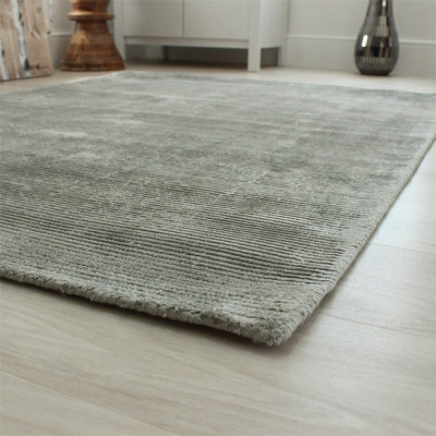 Plain Grey Modern Handmade Rug For Dining Room Bedroom & Living Room ...