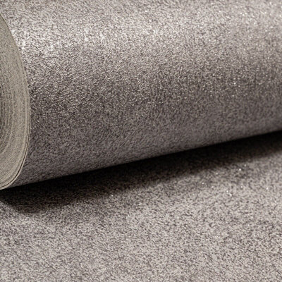 Plain Grey Silver Crushed Wallpaper Textured Metallic Glitter Thick ...