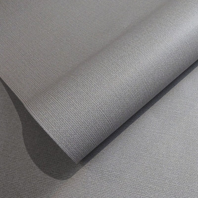 Plain Grey Wallpaper Textured Fabric Effect Lounge Bedroom Free Match