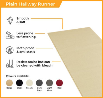 Plain Hallway Runner Rug - Soft, Comfortable & Durable Carpet for Hall ...