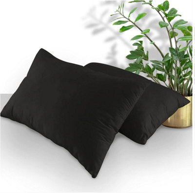 Plain Housewife Pillowcases Black, Pair