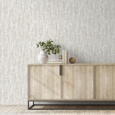 Plain Light Grey wallpaper for living room Textured Industrial Effect Paste The Wall Free Match