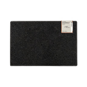 Plain Medium Minimal Doormat in Black