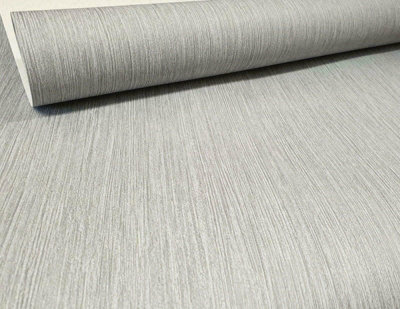 Plain Mid Neutral Grey Textured Wallpaper Modern Thick Quality Designer Decor