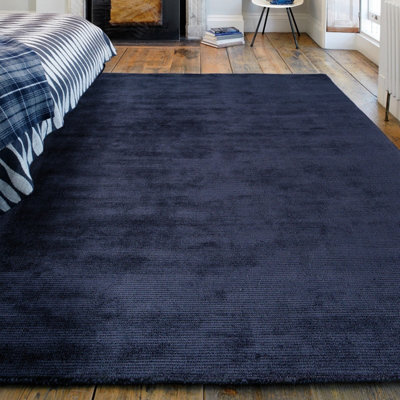 Plain Navy Modern Handmade Rug For Dining Room Bedroom & Living Room-200cm X 300cm