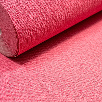 Plain Pink Wallpaper Linen Effect Textured Free Match Thick Paste The Wall