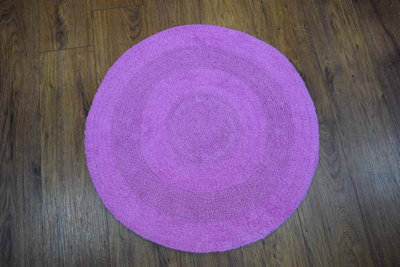 Plain Round Cotton Mat New Pink
