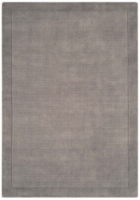 Plain Rug, Wool Rug for Bedroom, & Living Room, Easy to Clean Handmade Rug, Grey Rug for Dining Room-160cm X 230cm