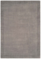 Plain Rug, Wool Rug for Bedroom, & Living Room, Easy to Clean Handmade Rug, Grey Rug for Dining Room-60cm X 120cm