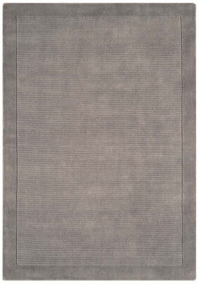 Plain Rug, Wool Rug for Bedroom, & Living Room, Easy to Clean Handmade Rug, Grey Rug for Dining Room-68cm X 240cm (Runner)