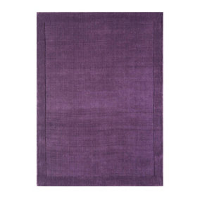 Plain Rug, Wool Rug for Living Room, Easy to Clean Handmade Rug, 9mm Thick Purple Rug for Dining Room-120cm X 170cm
