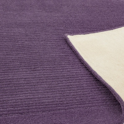 Plain Rug, Wool Rug for Living Room, Easy to Clean Handmade Rug, 9mm Thick Purple Rug for Dining Room-80cm X 150cm