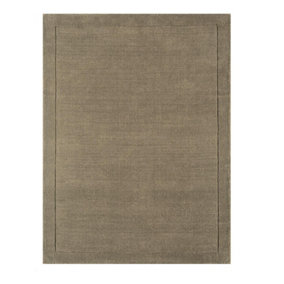 Plain Rug, Wool Rug for Living Room, Easy to Clean Rug, Handmade Rug for Dining Room, 9mm Thick Taupe Rug-120cm X 170cm