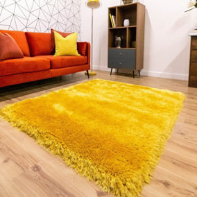 Plain Shaggy Handmade Luxurious Sparkle Rug Easy to clean Living Room and Bedroom-120cm X 170cm