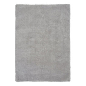 Plain Silver Rug, Shaggy Living Room Rug, Modern Stain-Resistant Dining Room Rug, 37mm Thick Silver Rug-120cm X 170cm