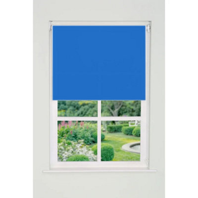 Plain Straight Edge Daylight Roller Blind 165cm Drop x 100cm Blue