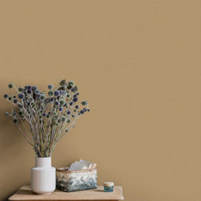 Plain Textile Gold Wallpaper Tanned Linen Effect Code Nature Erismann Non-Woven