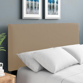 Plain Victoria Plush Velvet 2ft6 Small Single 20" Headboard -  Coffee