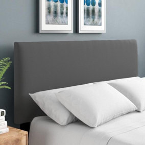 Plain Victoria Plush Velvet 2ft6 Small Single 20" Headboard -  Grey