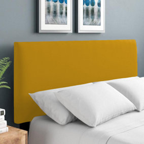 Plain Victoria Plush Velvet 2ft6 Small Single 20" Headboard -  Turmeric