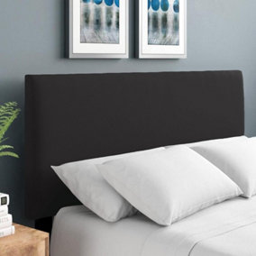 Plain Victoria Plush Velvet 3ft Single 20" Headboard -  Black