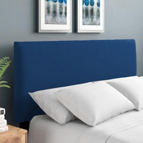 Plain Victoria Plush Velvet 4ft6 Double 20" Headboard -  Blue