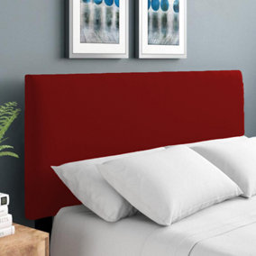 Plain Victoria Plush Velvet 4ft6 Double 20" Headboard -  Burgundy