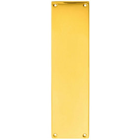 Plain Victorian Door Finger Plate 298 x 73mm Polished Brass Push Plate