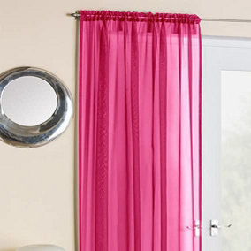 Plain Voile Curtain Panel with Slot top 60" wide x 72" drop approx Cerise Pink
