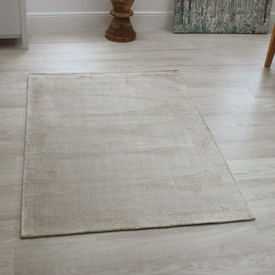 Plain White Modern Handmade Rug For Dining Room Bedroom & Living Room-100cm X 150cm