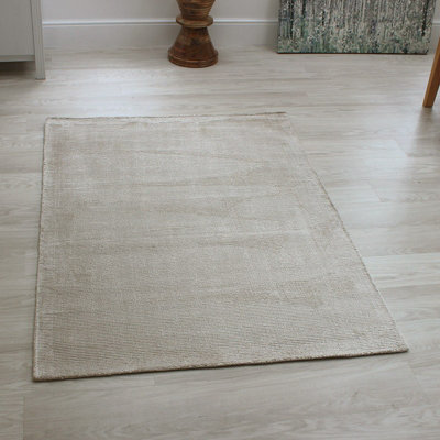 Plain White Modern Handmade Rug For Dining Room Bedroom & Living Room-160cm X 230cm