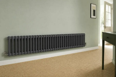 Planet Radiators 2 Column 300 x 1415mm Cast Iron Style Radiator Anthracite