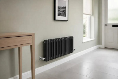 Planet Radiators 2 Column 300 x 605mm Cast Iron Style Radiator Anthracite