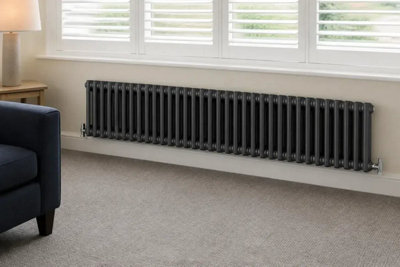 Planet Radiators 2 Column 450 x 1415mm Cast Iron Style Radiator Anthracite